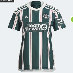 Manchester United Striped Soccer Jersey - green and White